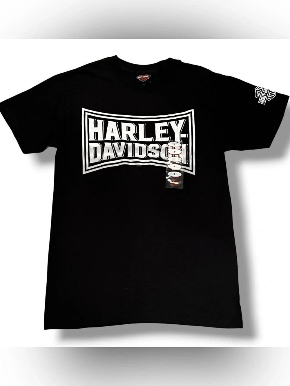 NEW! HARLEY DAVIDSON Double-Sided Print T-Shirt S Black Cotton Richelle Park NJ